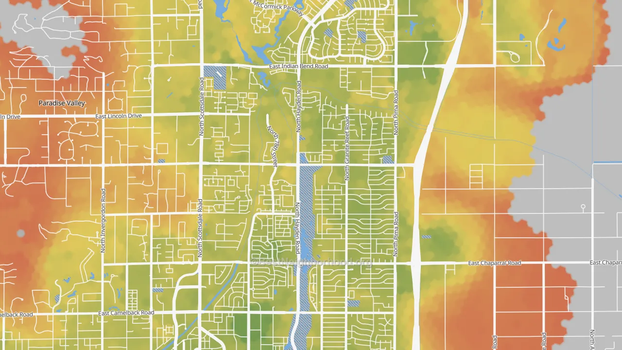Bike Grade map of 85250, AZ