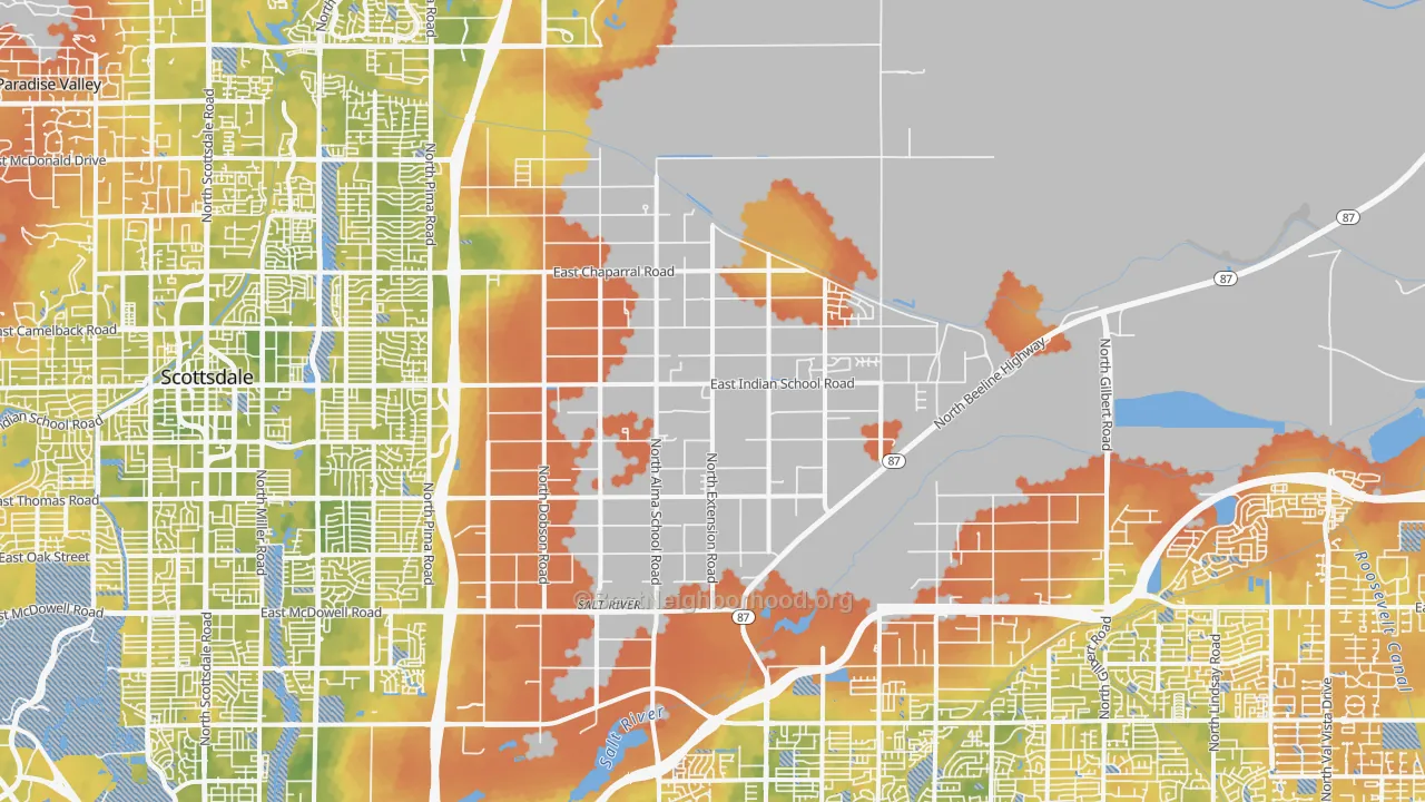 Bike Grade map of 85256, AZ