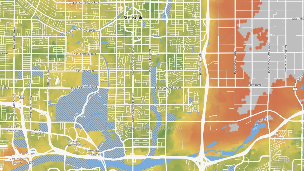 Bike Grade map of 85257, AZ