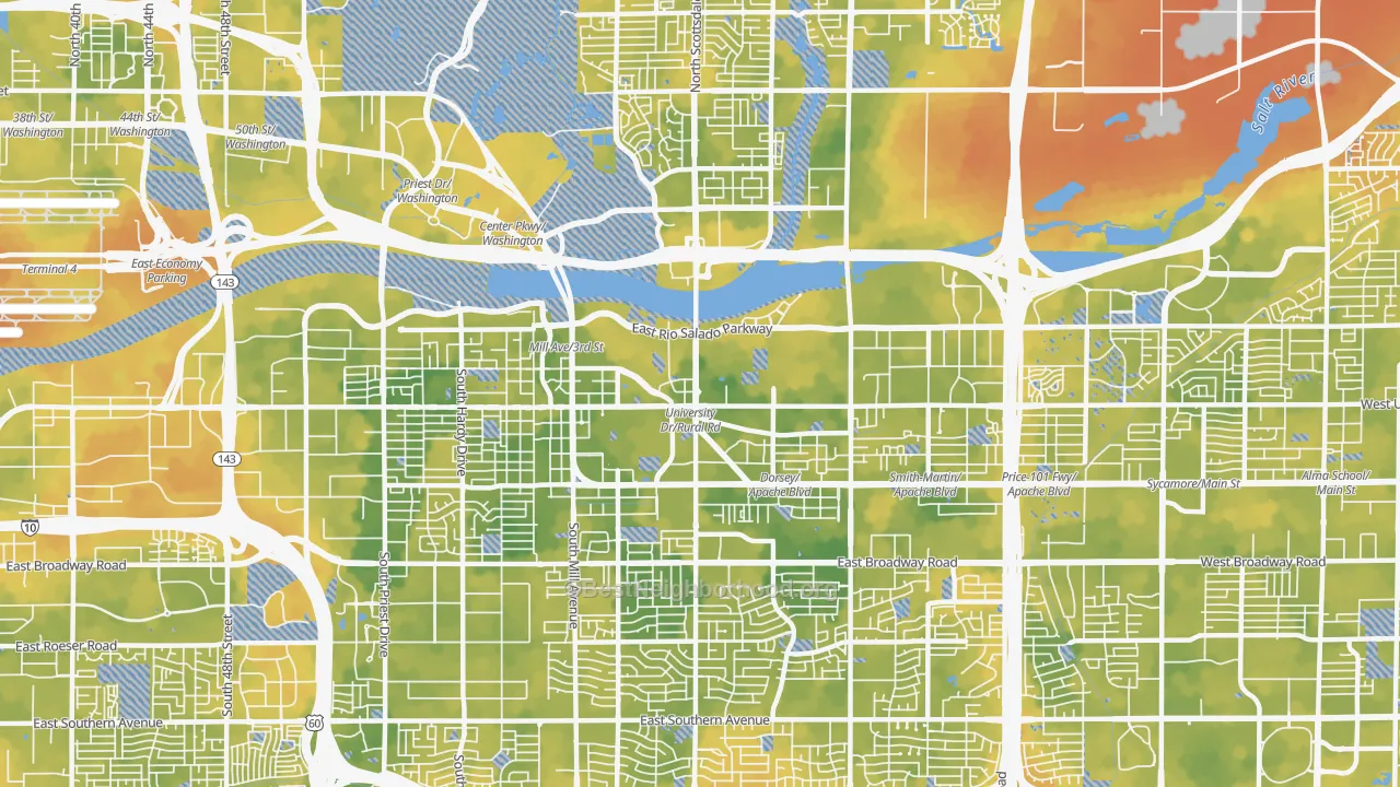 Bike Grade map of 85281, AZ