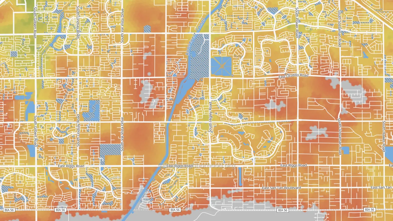 Bike Grade map of 85298, AZ