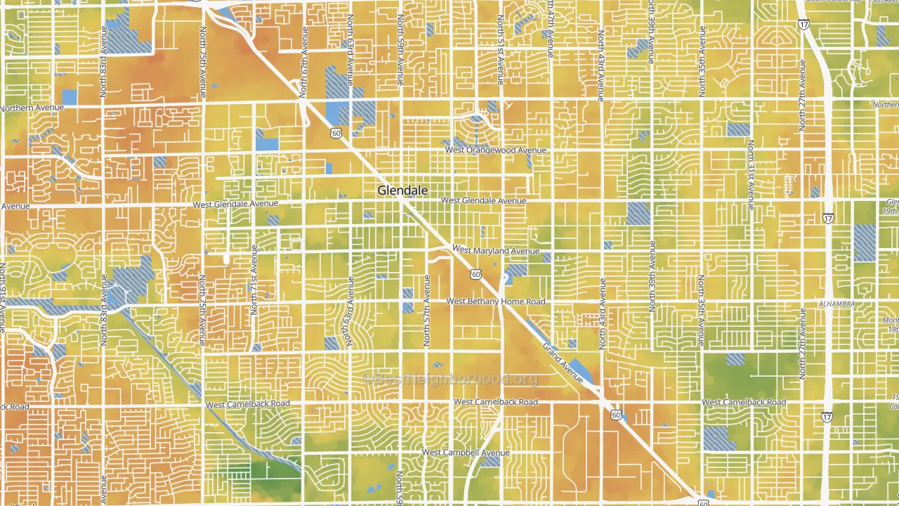 Bike Grade map of 85301, AZ