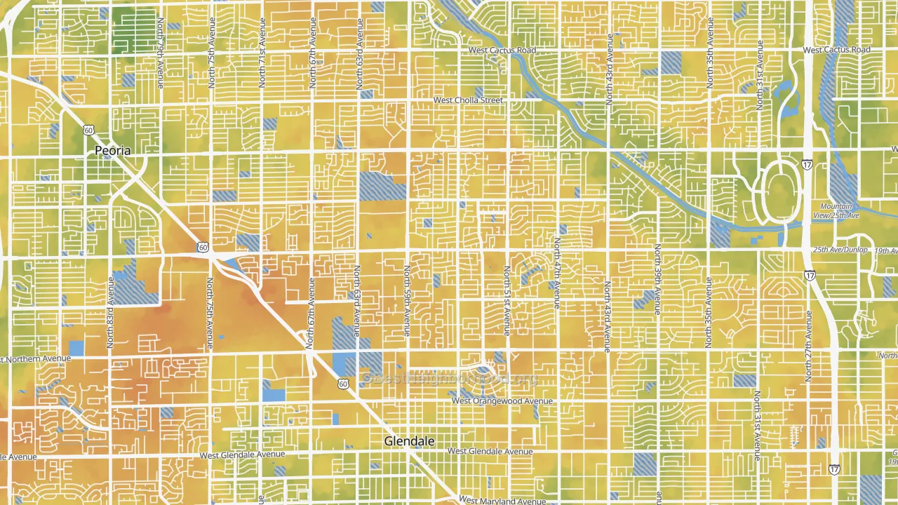 Bike Grade map of 85302, AZ