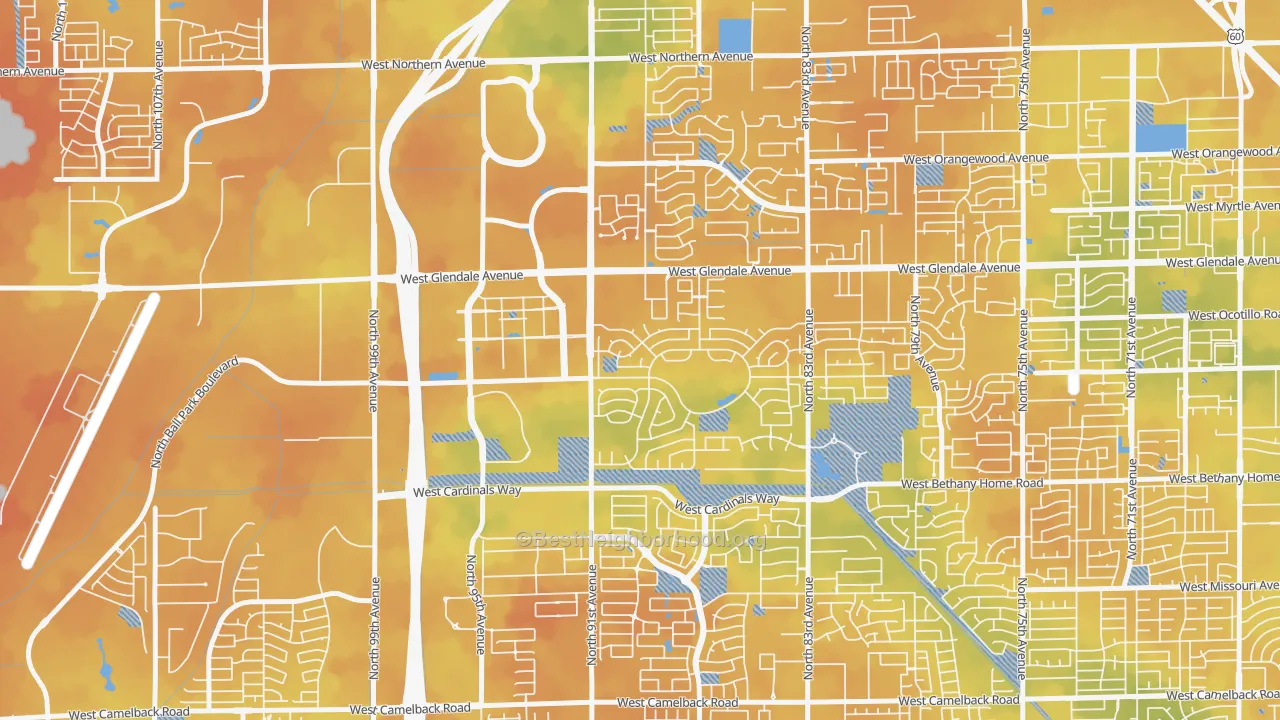 Bike Grade map of 85305, AZ