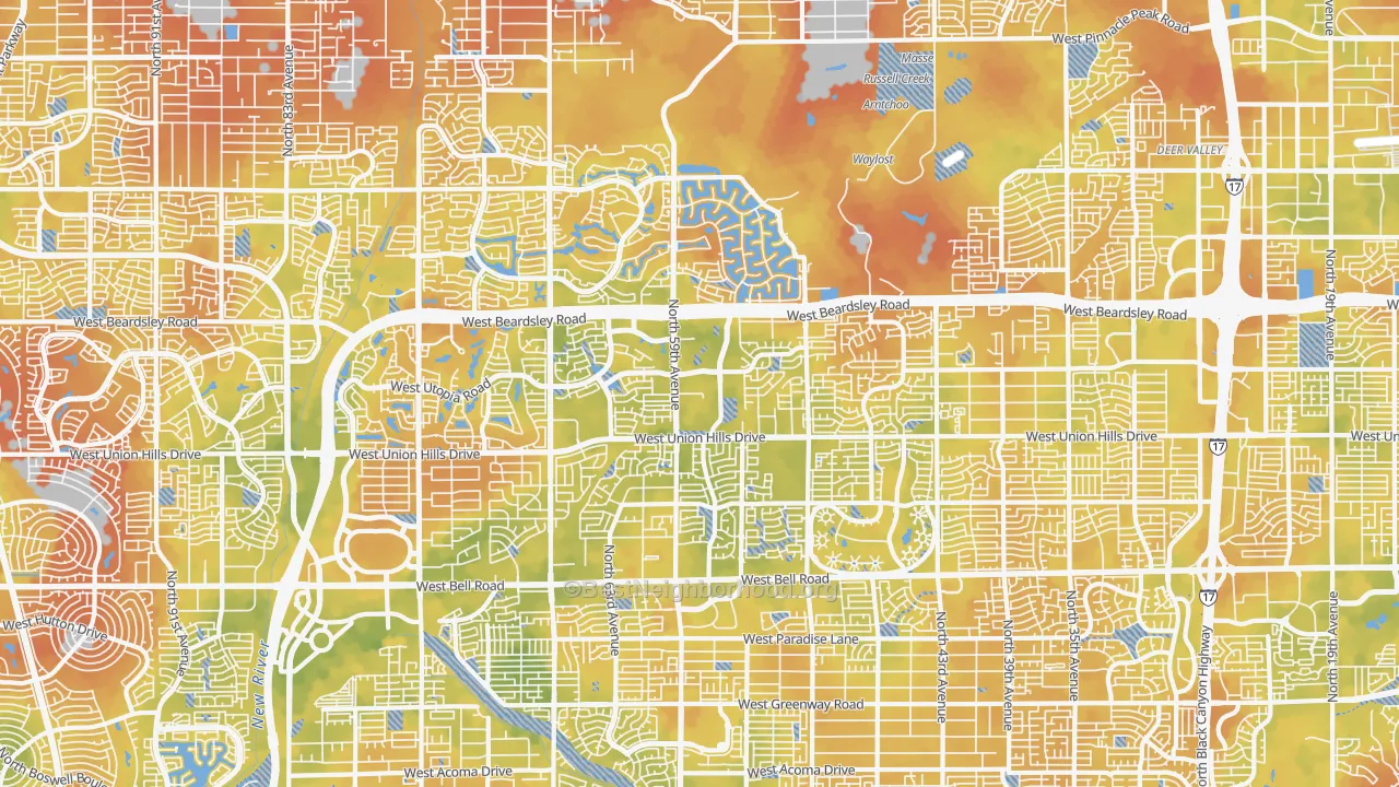 Bike Grade map of 85308, AZ