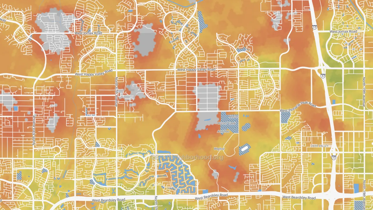 Bike Grade map of 85310, AZ