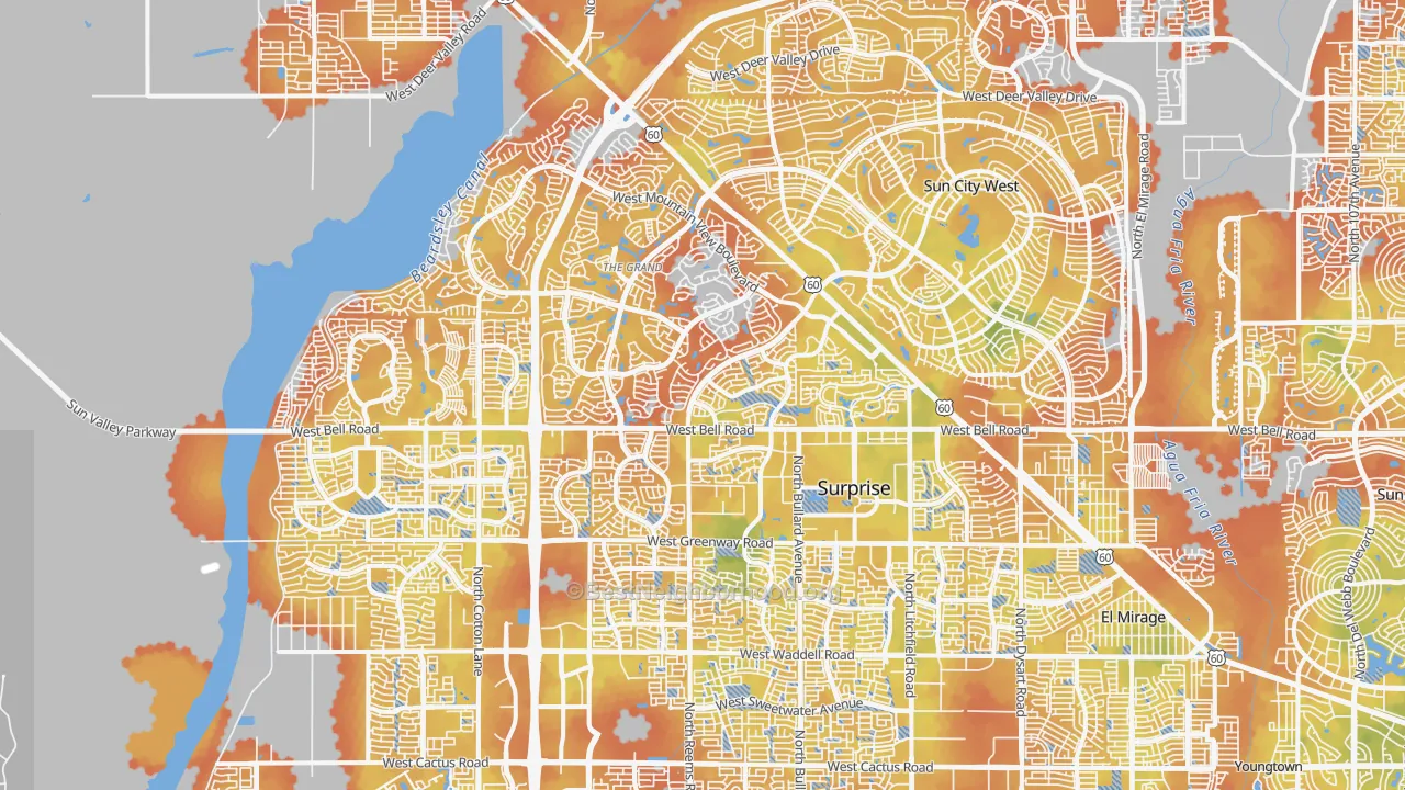 Bike Grade map of 85374, AZ