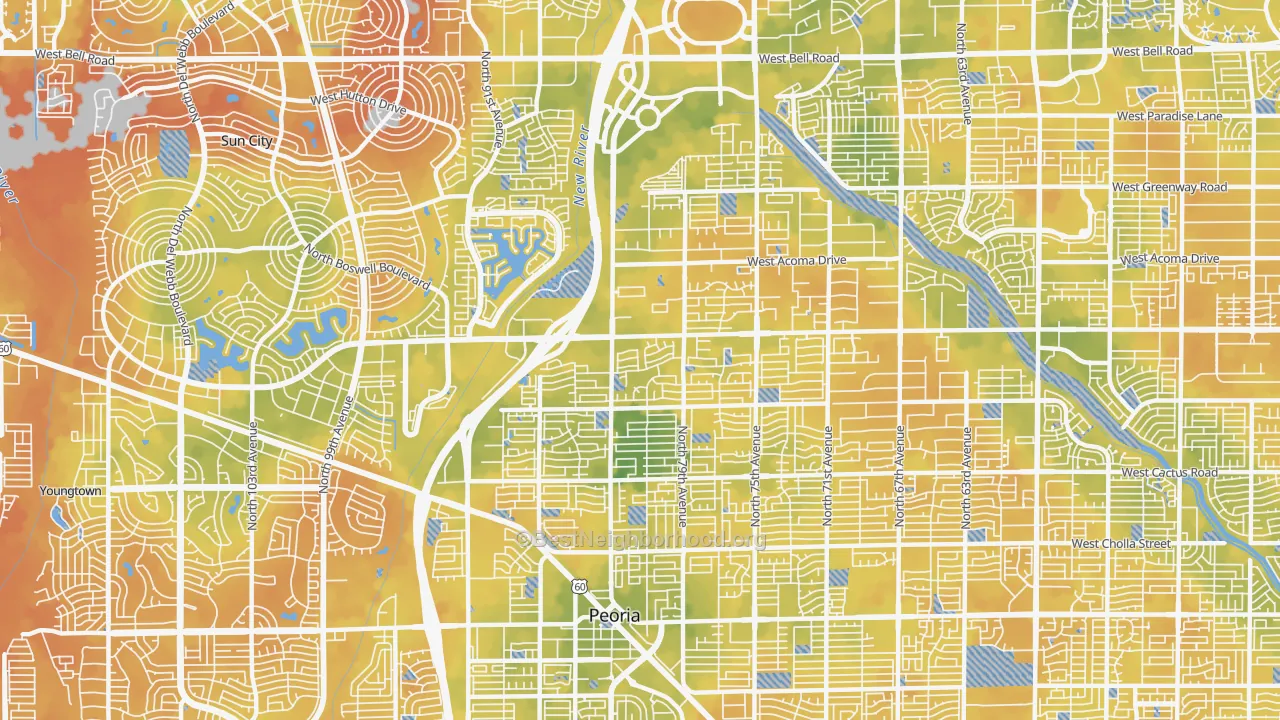 Bike Grade map of 85381, AZ