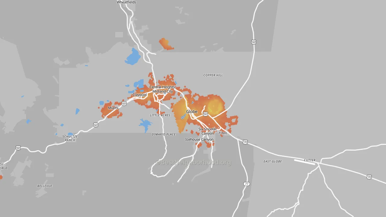 Bike Grade map of 85501, AZ