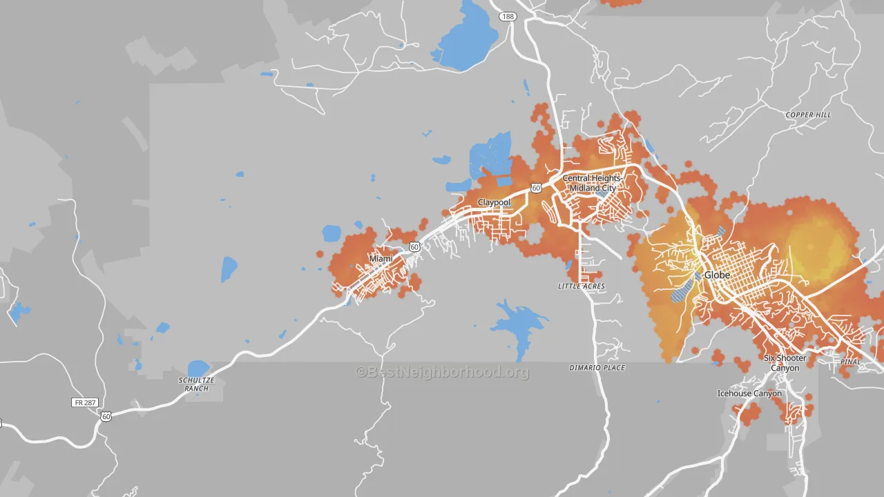 Bike Grade map of 85539, AZ