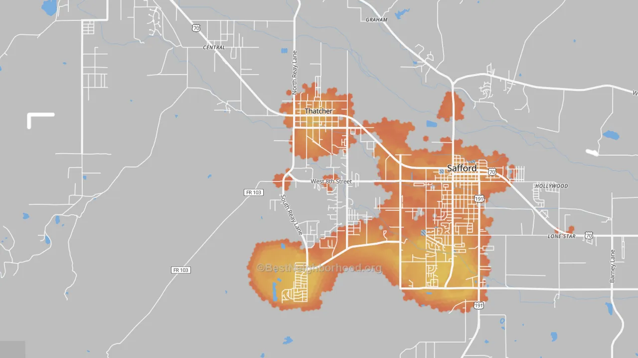 Bike Grade map of 85552, AZ