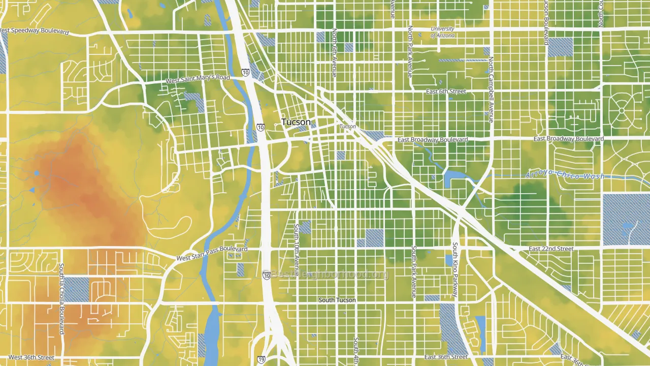 Bike Grade map of 85701, AZ