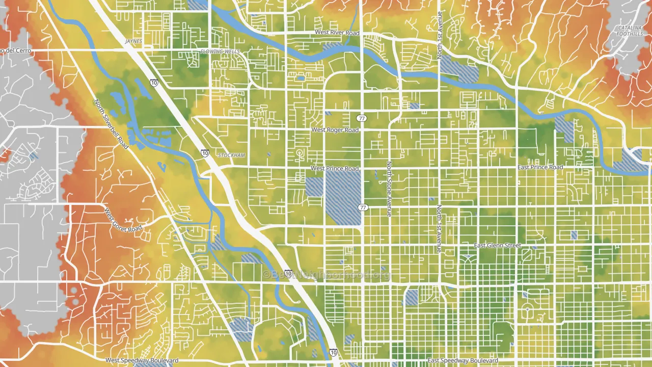 Bike Grade map of 85705, AZ
