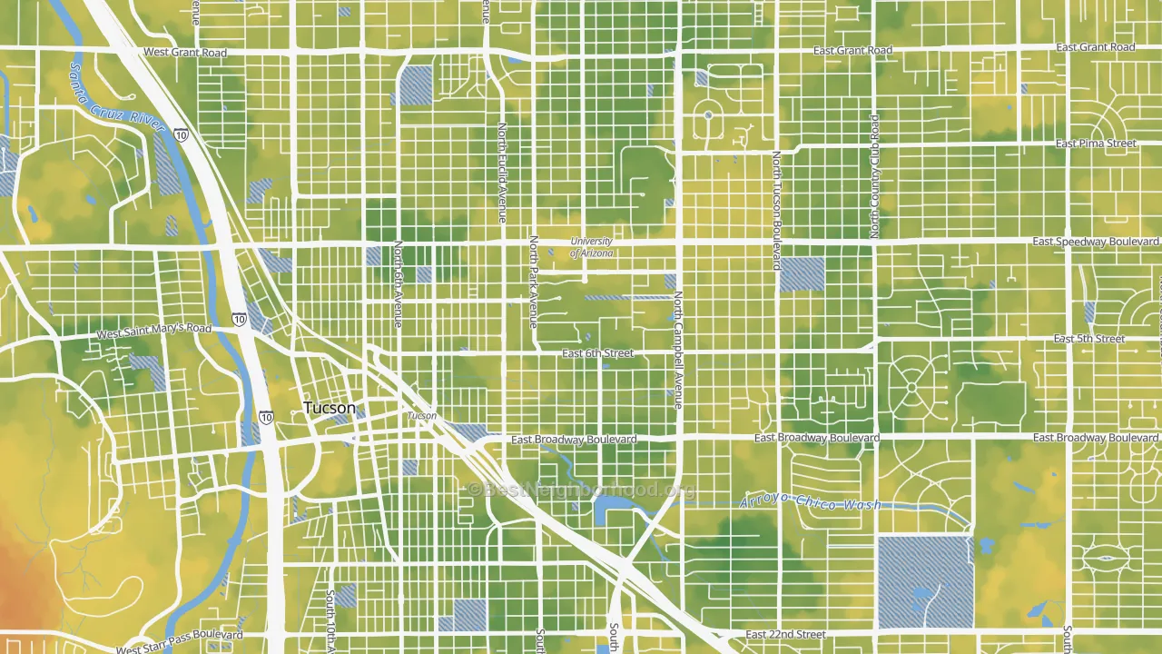 Bike Grade map of 85721, AZ