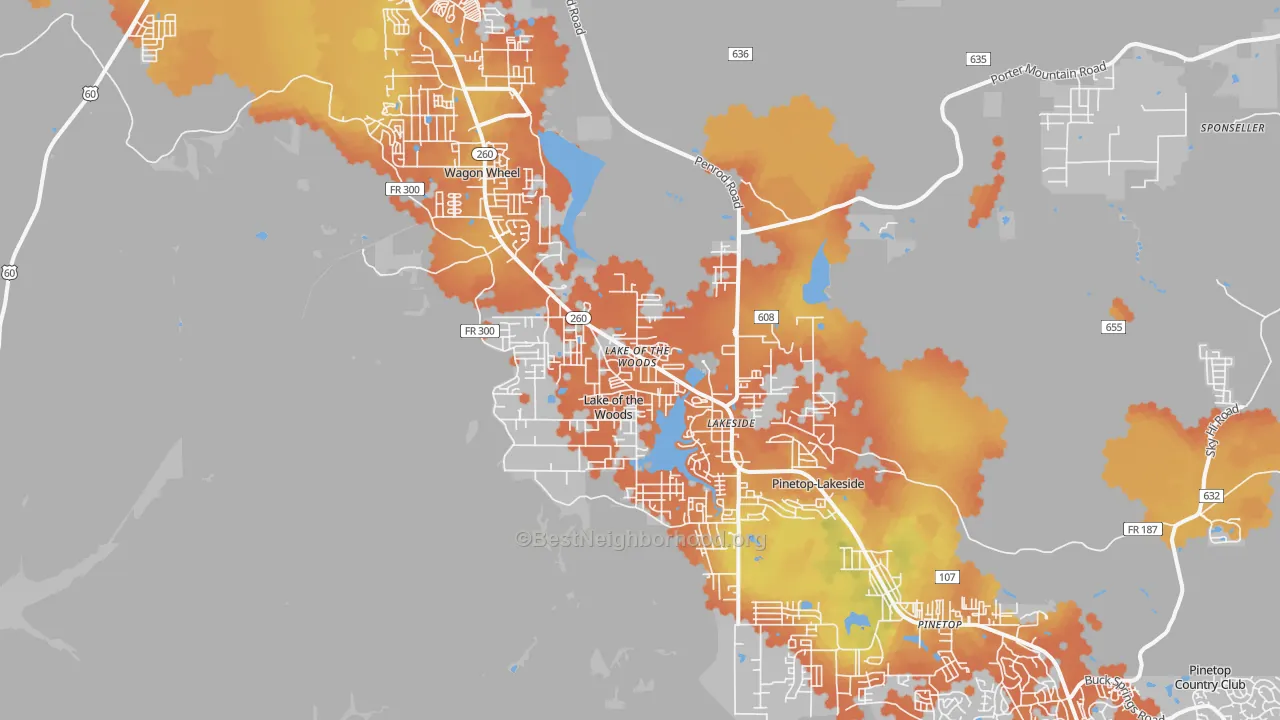 Bike Grade map of 85929, AZ