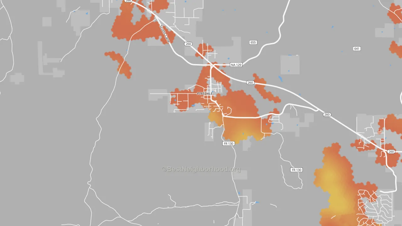 Bike Grade map of 85934, AZ