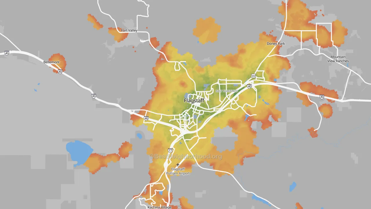 Bike Grade map of 86001, AZ