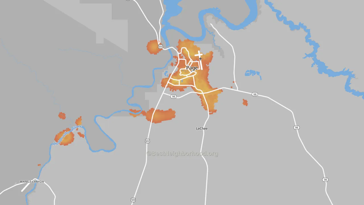 Bike Grade map of 86040, AZ