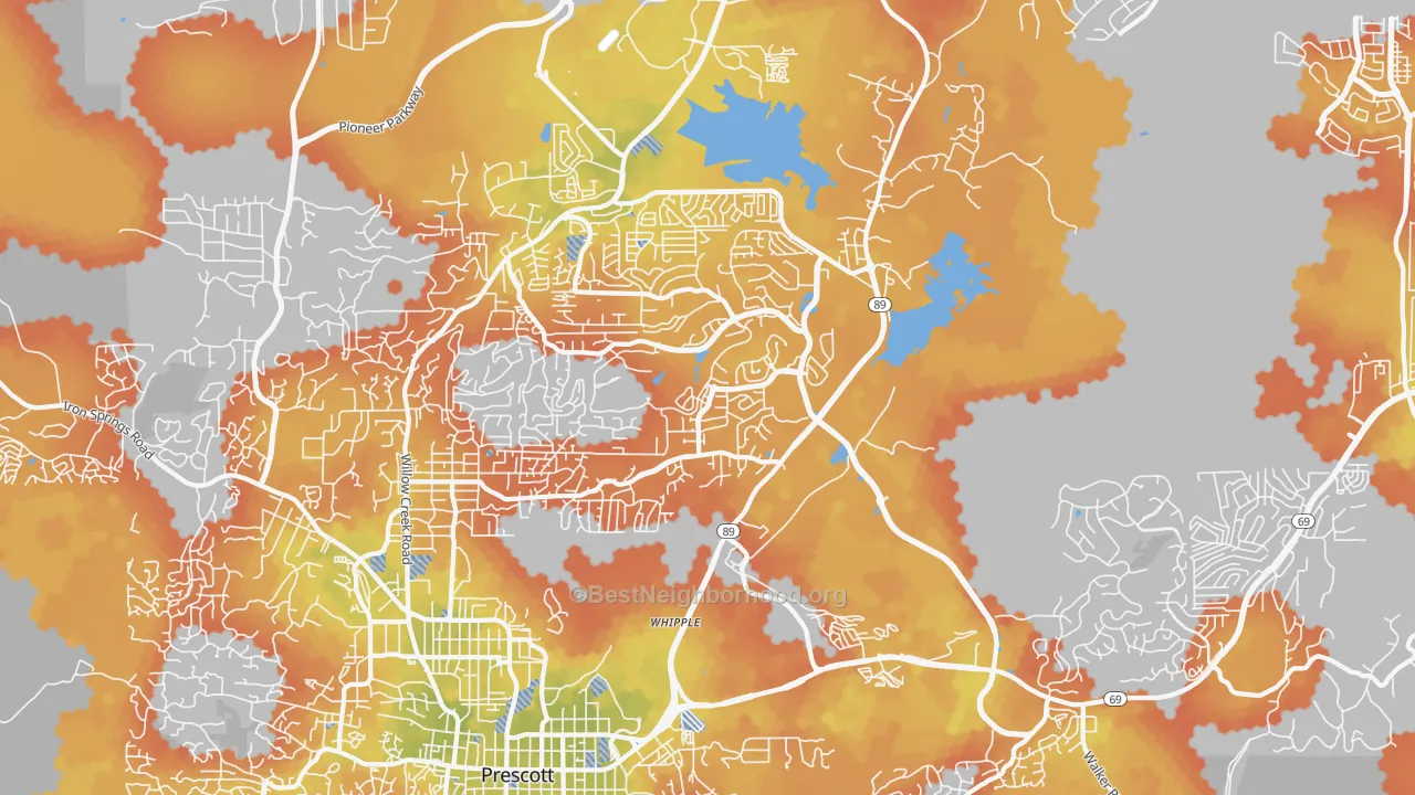 Bike Grade map of 86301, AZ