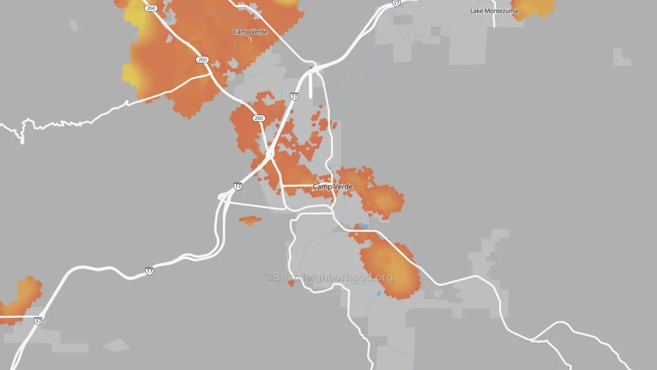 Bike Grade map of 86322, AZ