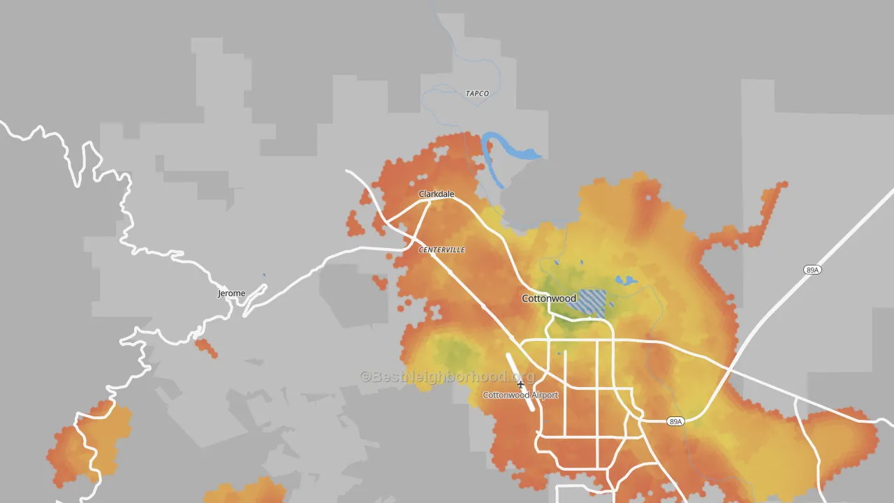 Bike Grade map of 86324, AZ