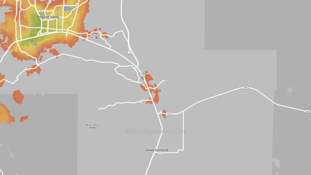 Bike Grade map of 86327, AZ
