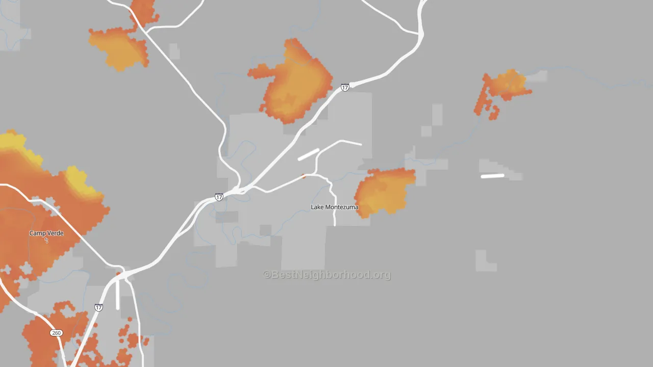 Bike Grade map of 86335, AZ