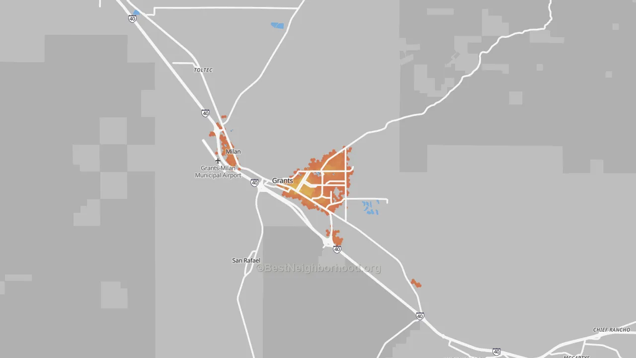 Bike Grade map of 87020, NM