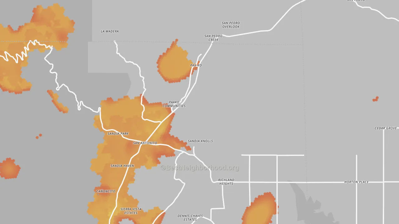Bike Grade map of 87047, NM