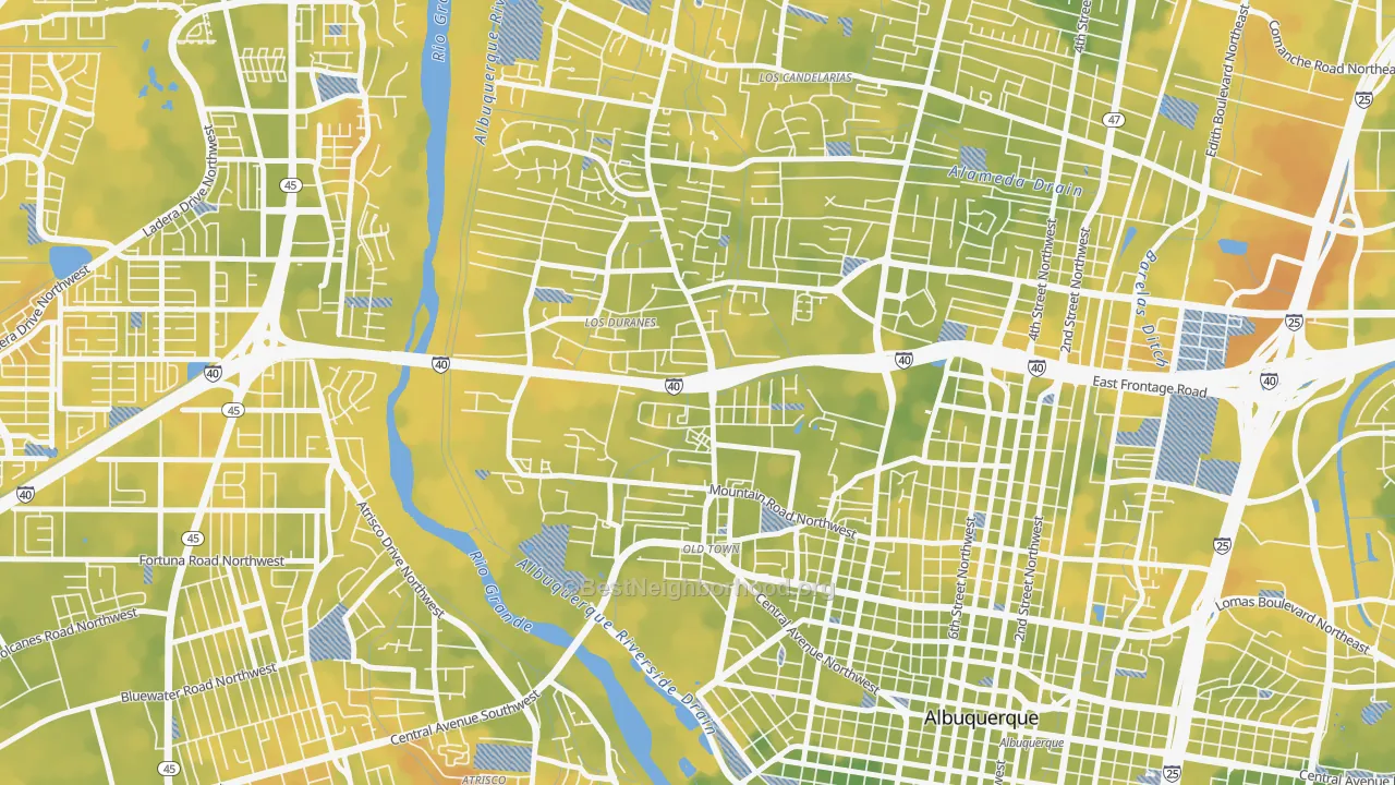 Bike Grade map of 87104, NM