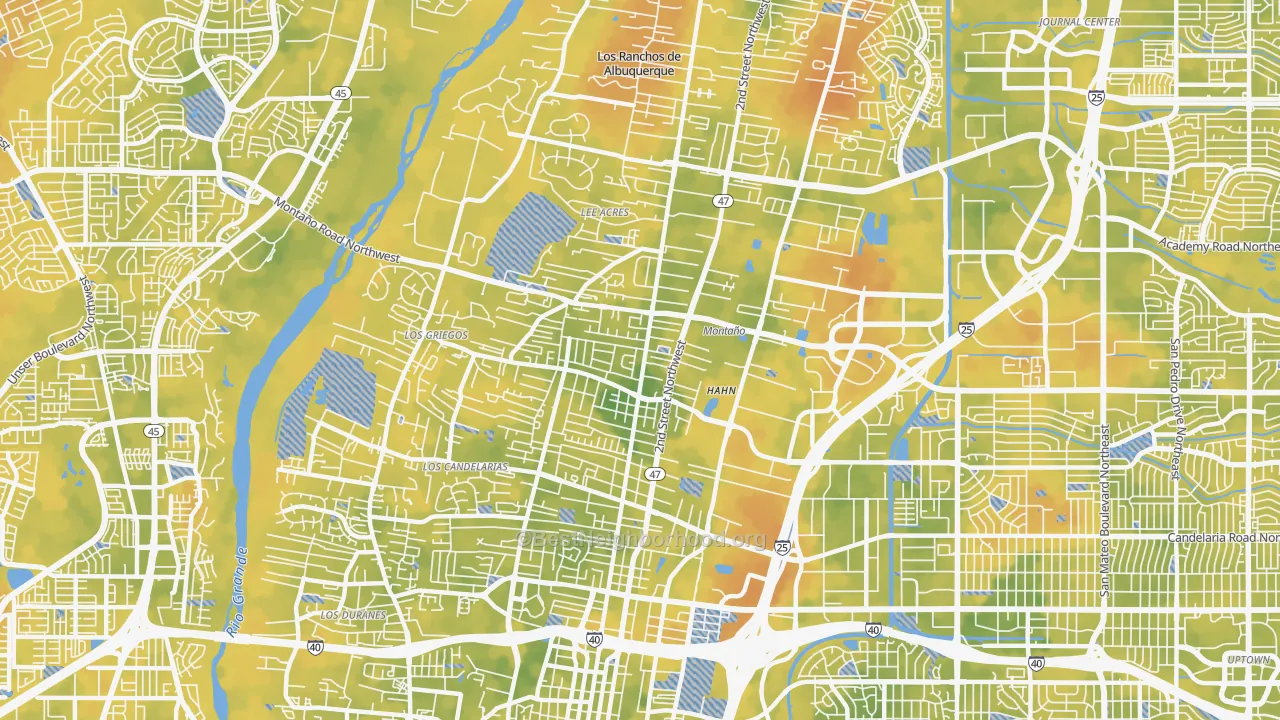 Bike Grade map of 87107, NM