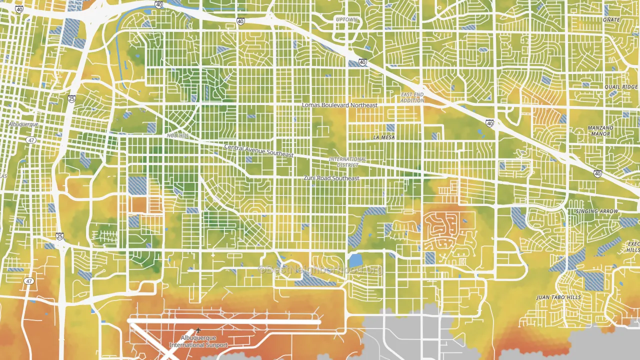 Bike Grade map of 87108, NM