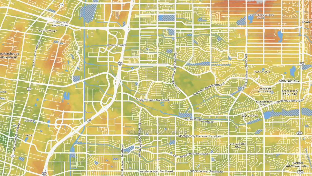 Bike Grade map of 87109, NM