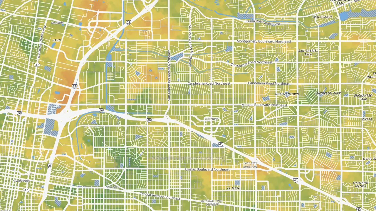 Bike Grade map of 87110, NM