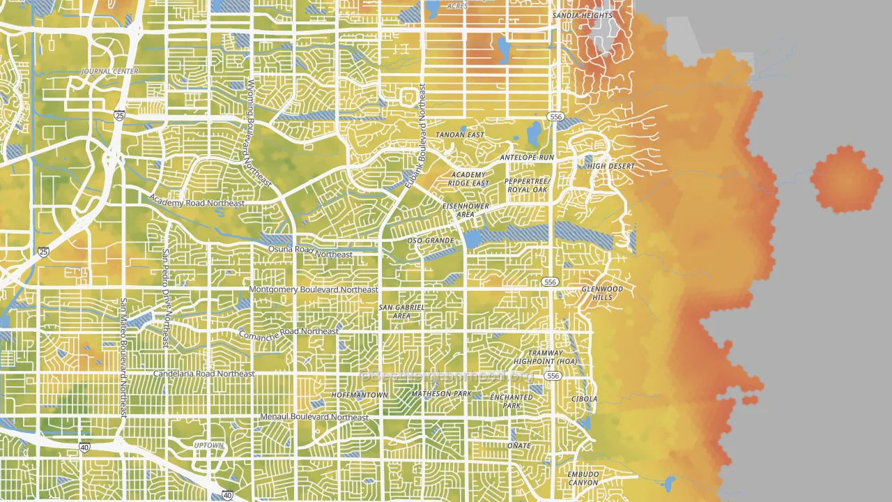 Bike Grade map of 87111, NM