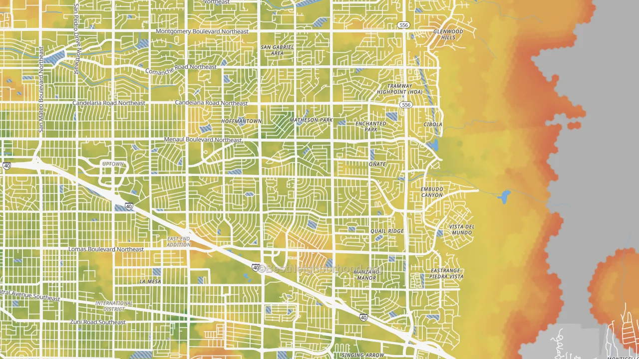 Bike Grade map of 87112, NM