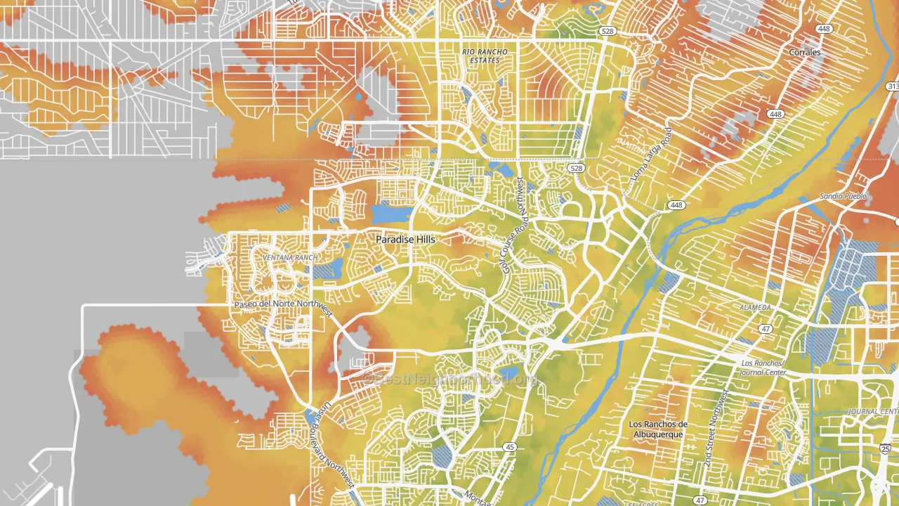 Bike Grade map of 87114, NM