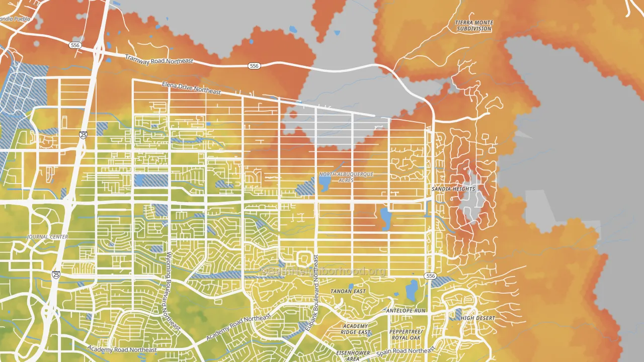 Bike Grade map of 87122, NM