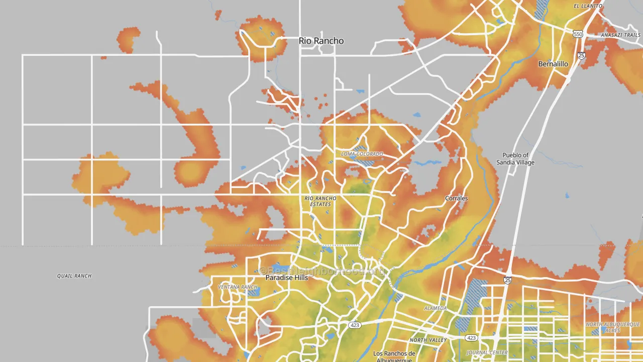 Bike Grade map of 87124, NM