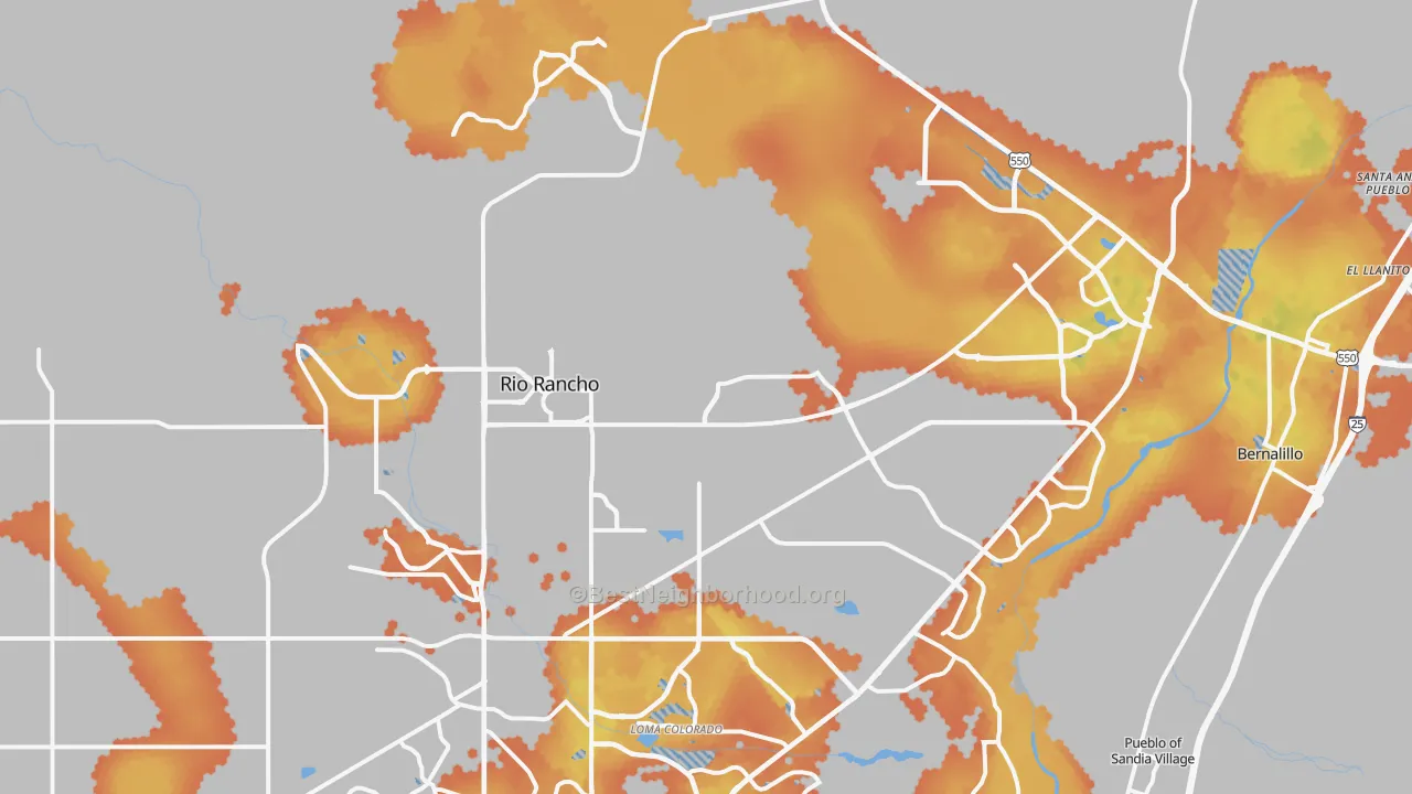 Bike Grade map of 87144, NM