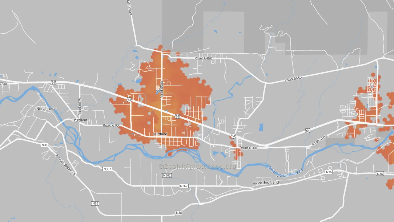 Bike Grade map of 87417, NM
