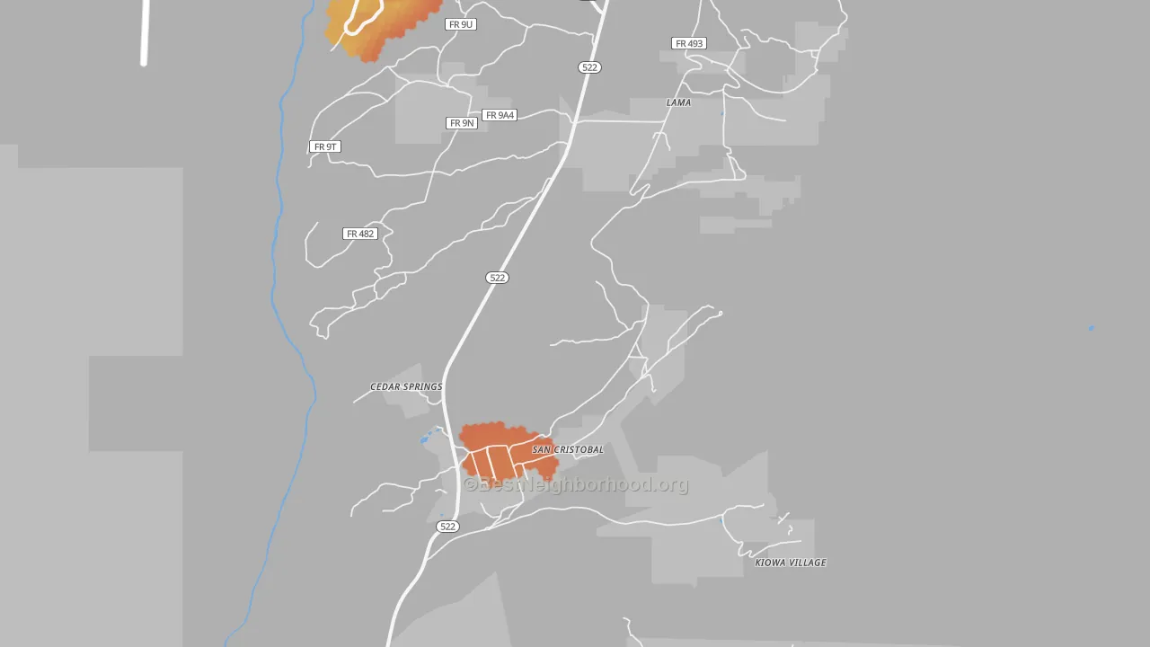 Bike Grade map of 87564, NM