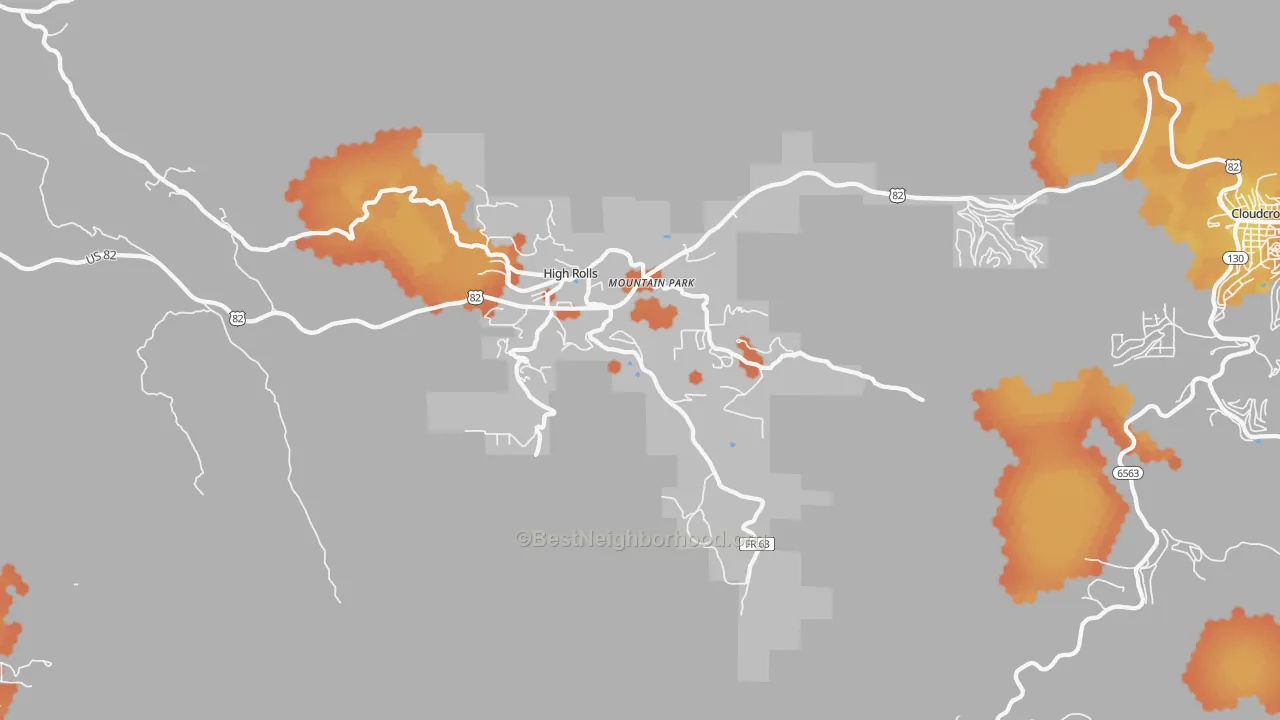 Bike Grade map of 88325, NM