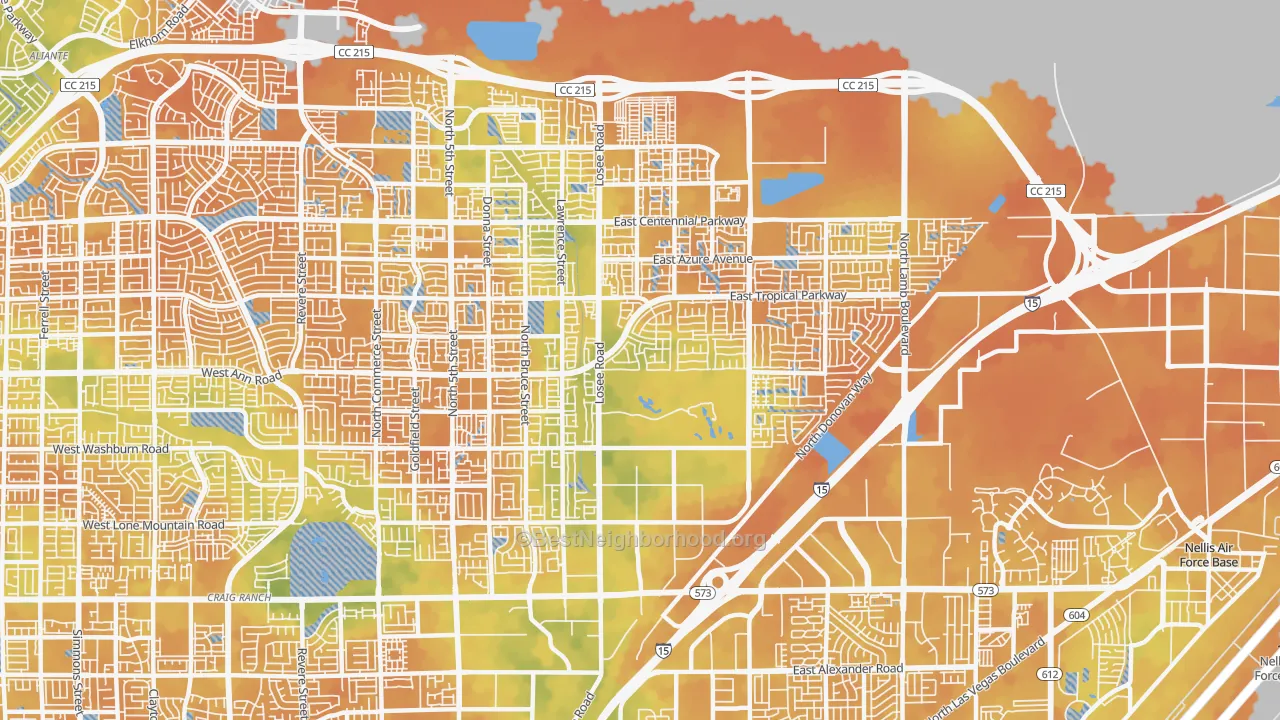Bike Grade map of 89081, NV
