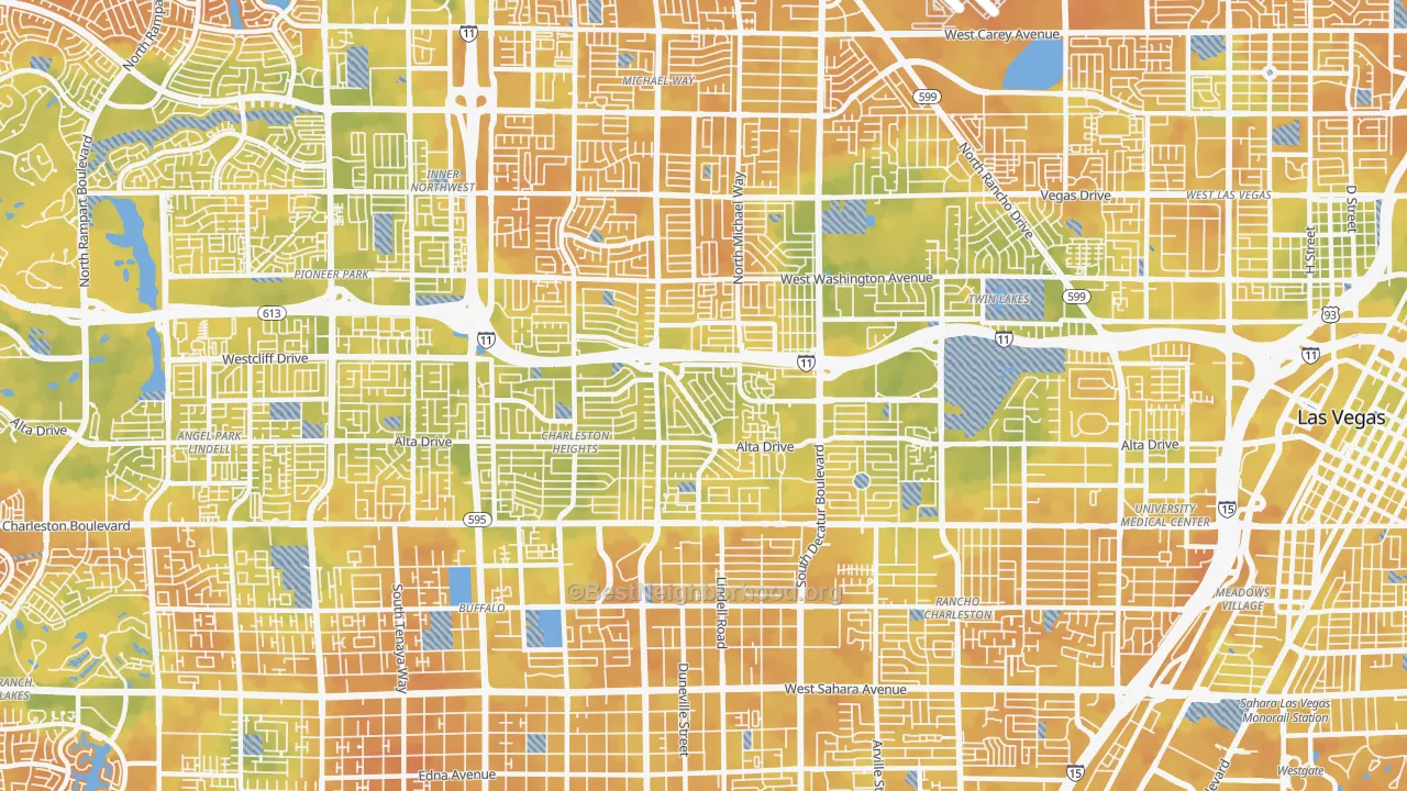 Bike Grade map of 89107, NV