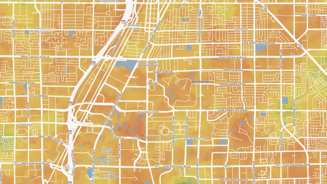 Bike Grade map of 89109, NV
