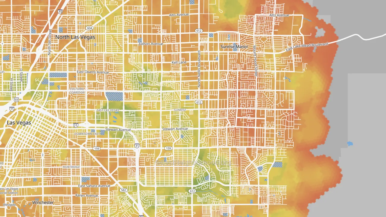 Bike Grade map of 89110, NV