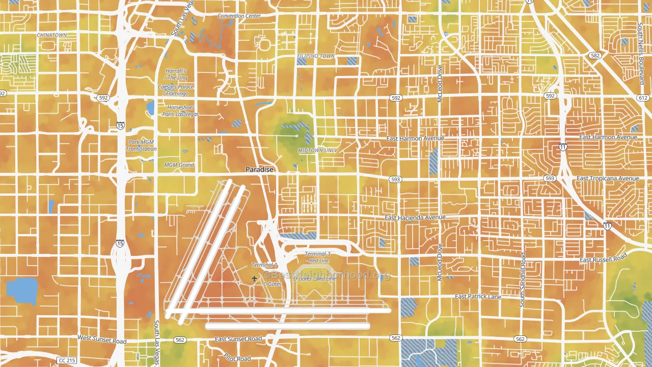Bike Grade map of 89119, NV