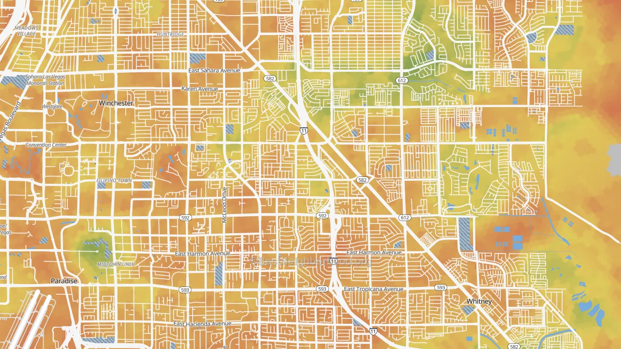 Bike Grade map of 89121, NV