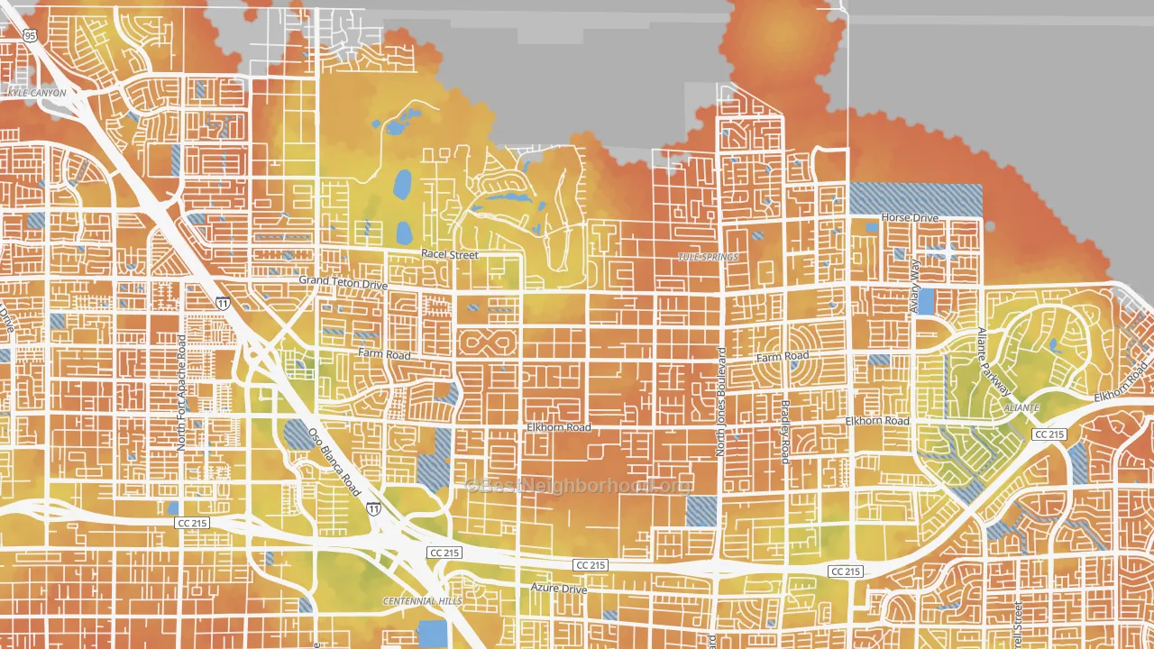 Bike Grade map of 89131, NV